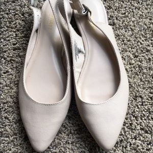Nude sling back flats
